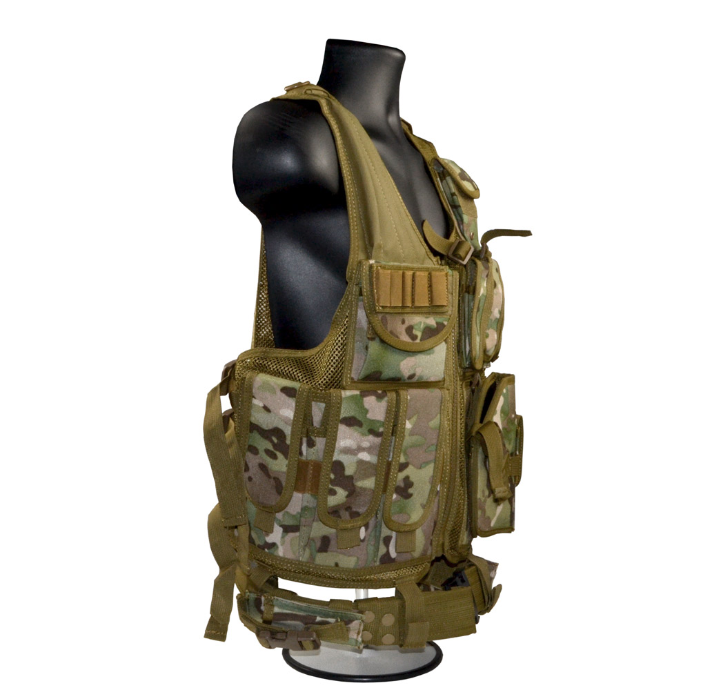 Cross Draw Tactical Multi Function Vest, Tan Camouflage – Presma Inc